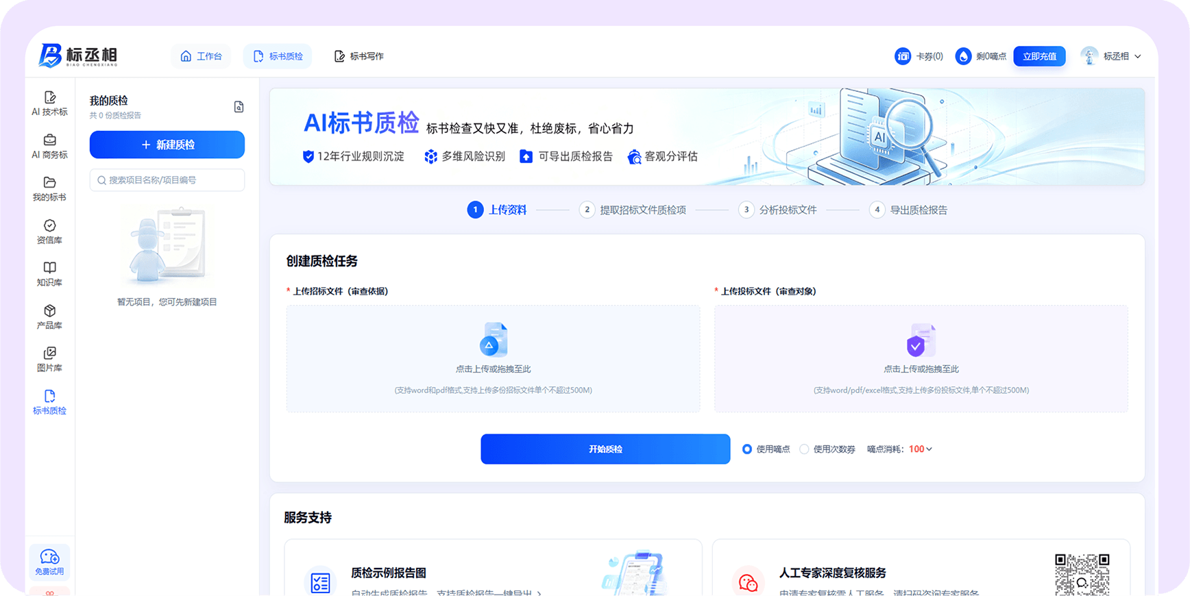 标丞相 AI 标书质检产品界面